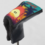 Retro 80er 'RELAX' Tropischer Sonnenuntergang Golf Headcover (3/4 Vorderseite)