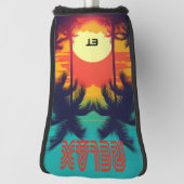 Retro 80er 'RELAX' Tropischer Sonnenuntergang Golf Headcover (Rotieren 90)