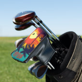 Retro 80er 'RELAX' Tropischer Sonnenuntergang Golf Headcover (In Situ)
