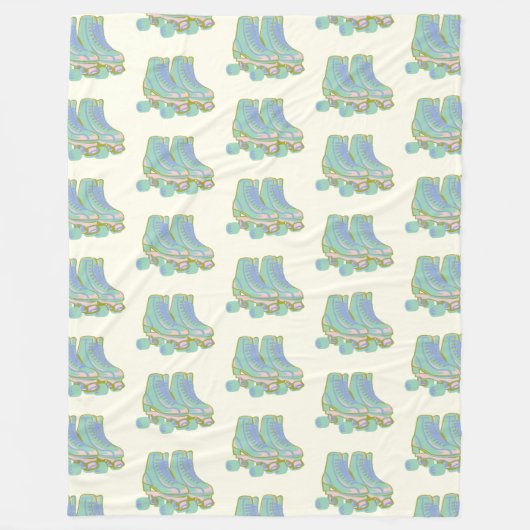 Retro 80er Roller Skate Muster Pastel Skater 90er Fleecedecke (Vorderseite)