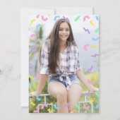 Retro 80er rosa Neon Abschluss hat Foto Einladung (Rückseite)