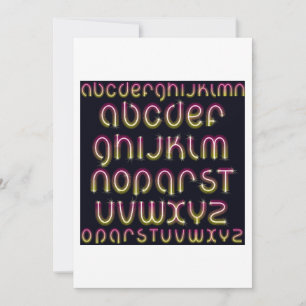 Retro-80er Rosa und Gelb leuchtendes Neon-Alphabet Einladung