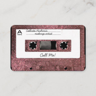 Retro 80er Rosen Gold Glitter Kassettenband Mixtap Visitenkarte
