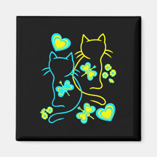 Retro 80er Sommerkatzen Herz Blume Katze Kitten Ch Magnet