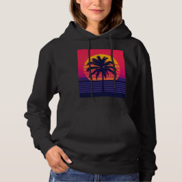 Retro 80er Sonnenuntergang Palme Synthwave Kunst Hoodie