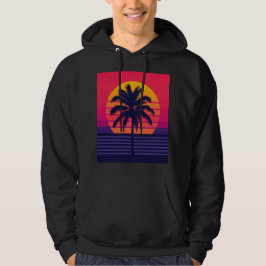 Retro 80er Sonnenuntergang Palme Synthwave Kunst Hoodie