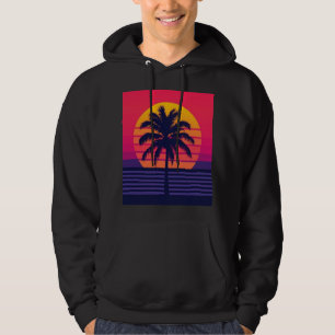 Retro 80er Sonnenuntergang Palme Synthwave Kunst Hoodie