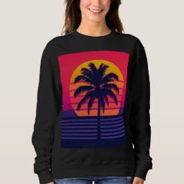 Retro 80er Sonnenuntergang Palme Synthwave Kunst Sweatshirt