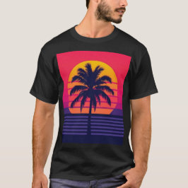 Retro 80er Sonnenuntergang Palme Synthwave Kunst T-Shirt