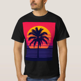 Retro 80er Sonnenuntergang Palme Synthwave Kunst T-Shirt