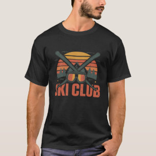 Retro 80er Sonnenuntergang Ski Club Vintage Skifah T-Shirt
