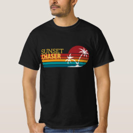 Retro 80er Sonnenuntergangs-Jäger Tropische Palmen T-Shirt
