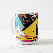 Retro 80er Spritzer Neues Wellenmuster Personalisi Kaffeetasse (Vorderseite Links)