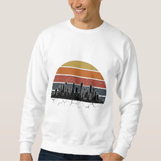 Retro 80er Stadt-Skyline Sonnenuntergang Vintage-S Sweatshirt