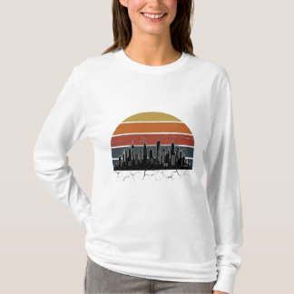 Retro 80er Stadt-Skyline Sonnenuntergang Vintage-S T-Shirt
