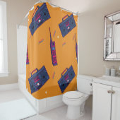 Retro 80er Stil Hintergrund, bunt. Duschvorhang (Beispiel)