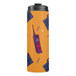 Retro 80er Stil Hintergrund, bunt. Thermosbecher