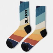 Retro 80er Streifen Personalisiert Socken (Linkes Detail)