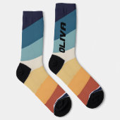 Retro 80er Streifen Personalisiert Socken (Rechts)