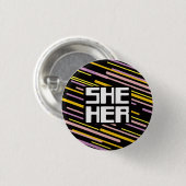 Retro 80er Stripes Sie/Ihre Pronos Button (Vorne & Hinten)