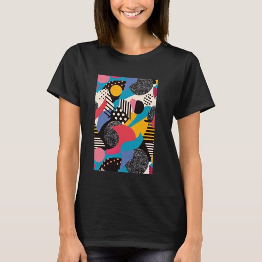 Retro 80er Style Pattern Art Synthwave 1 T-Shirt (Vorderseite)