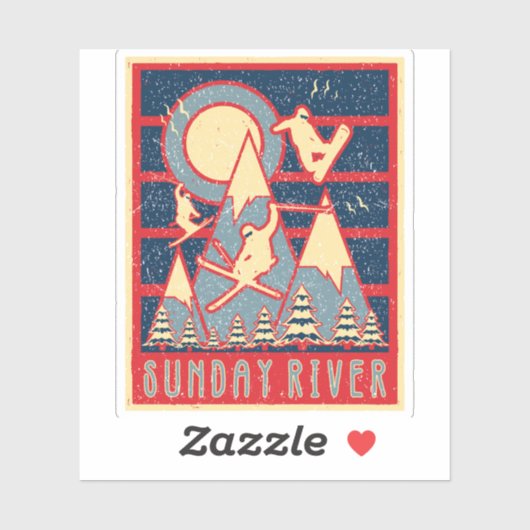 Retro 80er Sunday River Ski Aufkleber (Blatt)