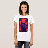 Retro 80er Sunset Cat mit Sonnenbrille T - Shirt (Vorne ganz)