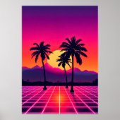 Retro 80er Sunset Grid Poster (Vorne)