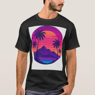 Retro 80er Sunset mit Palmen - Synthwave Aesth T-Shirt