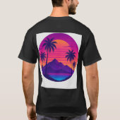 Retro 80er Sunset mit Palmen - Synthwave Aesth T-Shirt (Rückseite)