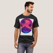 Retro 80er Sunset mit Palmen - Synthwave Aesth T-Shirt (Vorne ganz)