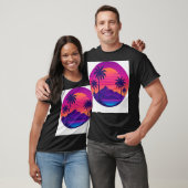 Retro 80er Sunset mit Palmen - Synthwave Aesth T-Shirt (Unisex)
