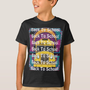 Retro 80er Synthwave Schulbus Kinder auf dem Weg z T-Shirt