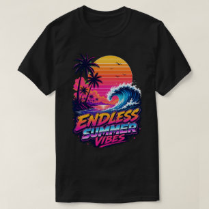 Retro 80er Synthwave Sonnenuntergang Surf T-Shirt
