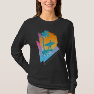 Retro 80er Synthwave Surfer Palmen Trees Vapo T-Shirt