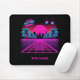 Retro 80er Synthwave Vaporwave Neon Grid Landschaf Mousepad