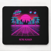 Retro 80er Synthwave Vaporwave Neon Grid Landschaf Mousepad (Vorne)