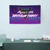Retro 80er Themed Neon Lila Pink Birthday Party Banner (Messeveranstaltung)