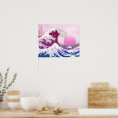 Retro 80er Vaporwave Great Wave Poster (Küche)