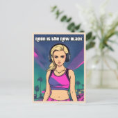 Retro 80er Vaporwave Lo-Fi Neon Nostalgia Girl Postkarte (Stehend Vorderseite)