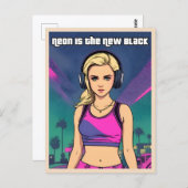 Retro 80er Vaporwave Lo-Fi Neon Nostalgia Girl Postkarte (Vorne/Hinten)