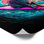 Retro 80er Vaporwave Synthwave Vintage Surfkaterze Poster (Ecke)
