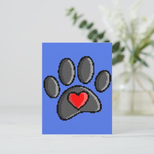 Retro 80er Video Game 8 Bit Pixel Art Dog Pad Prin Postkarte (Stehend Vorderseite)