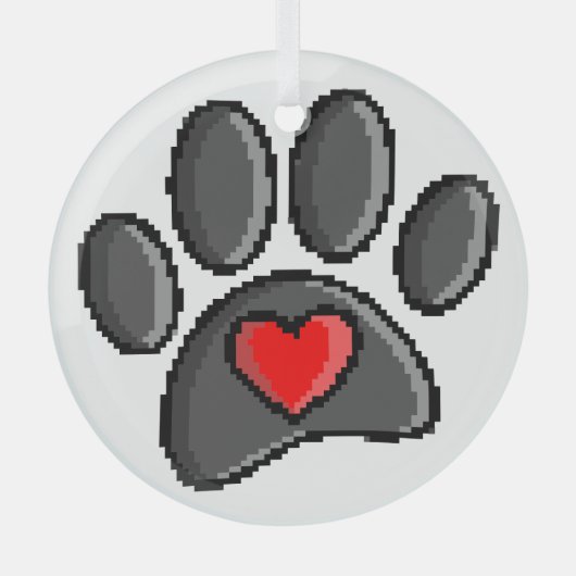 Retro 80er Video Game 8 Bit Pixel Art Dog Patch Ornament Aus Glas (Vorderseite)