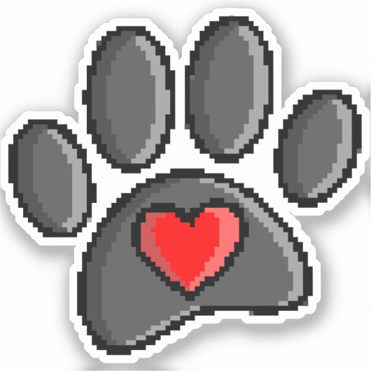 Retro 80er Video Game 8 Bit Pixel Art Dog Paw Aufkleber (Vorderseite)