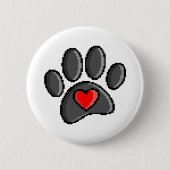 Retro 80er Video Game 8 Bit Pixel Art Dog Paw Button (Vorderseite)