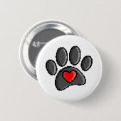 Retro 80er Video Game 8 Bit Pixel Art Dog Paw Button (Vorne & Hinten)