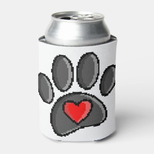 Retro 80er Video Game 8 Bit Pixel Art Dog Paw Dosenkühler (Kanne Vorderseite)