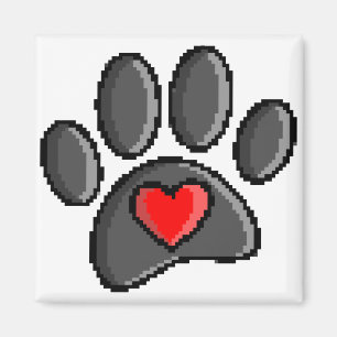 Retro 80er Video Game 8 Bit Pixel Art Dog Paw Magnet