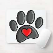 Retro 80er Video Game 8 Bit Pixel Art Dog Paw Mousepad (Mit Mouse)